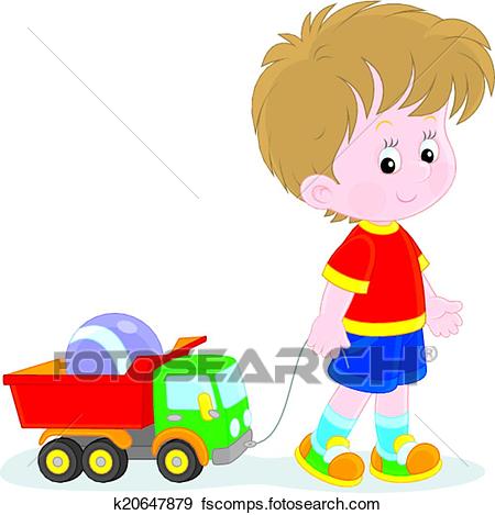 450x469 Clip Art Of Boy Walking With Toys K20647879