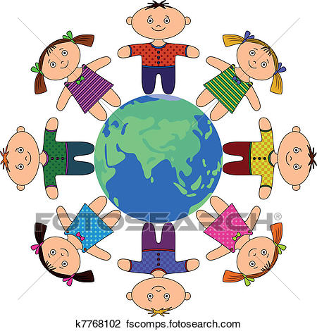 450x470 Clipart Of Children Standing Around Earth K7768102