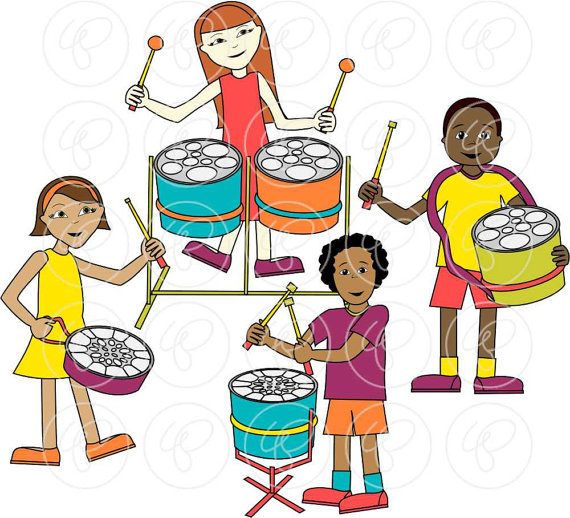 570x518 Steelpan Band Clip Art Pack 300 Dpi Digital Images Children