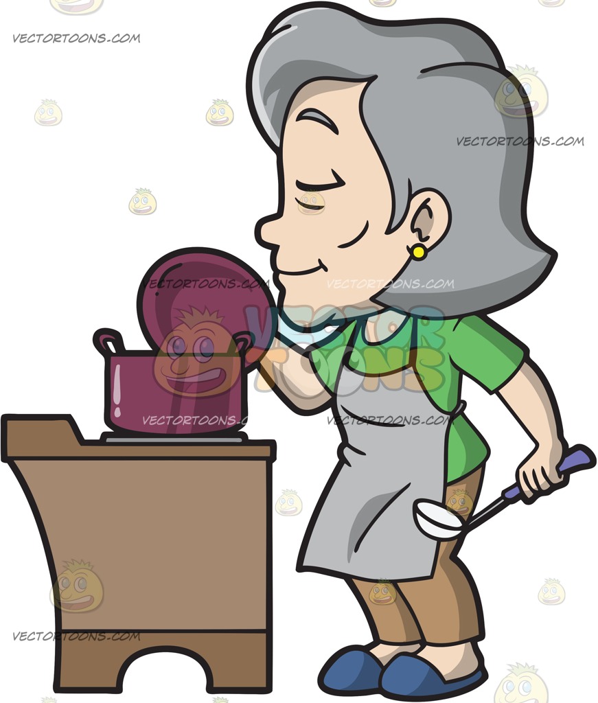 871x1024 A Mature Woman Smelling The Aroma Of The Food She Is Cooking