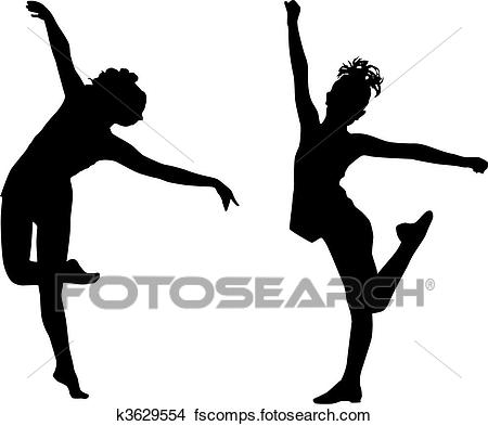 450x393 Clipart Of Silhouette Dance Children K3629554