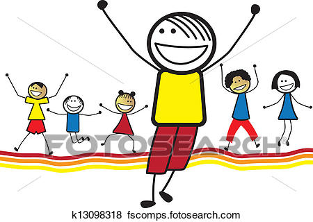 450x320 Clip Art Of Illustration Of Happy Children(Kids)jumping Amp Dancing