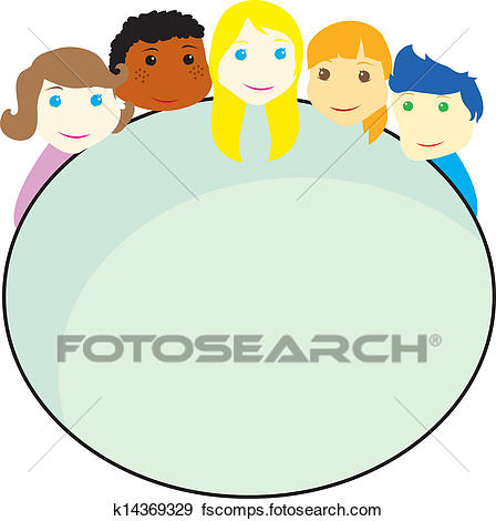 448x470 Clip Art Of Children Faces Background K14369329