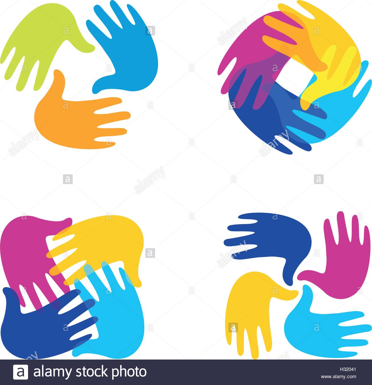 1300x1345 Isolated Abstract Colorful Children Hands Together Logo Set. Kids