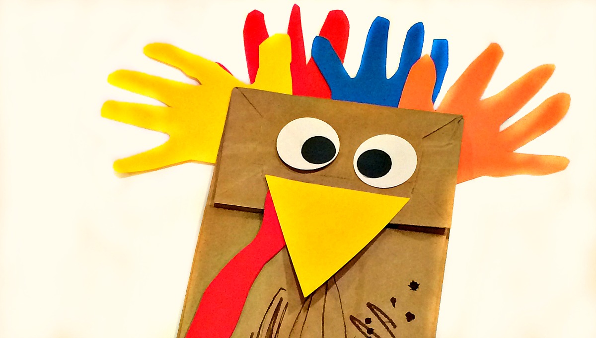 1200x680 Paper Bag Handprint Turkey Puppet Crafts For Kids