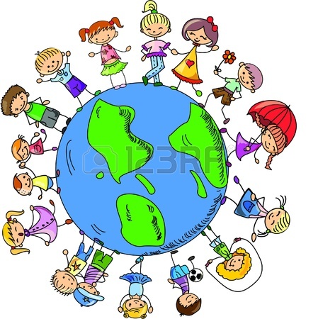 449x450 Cartoon Cute Children Holding Hands Around Royalty Free Cliparts