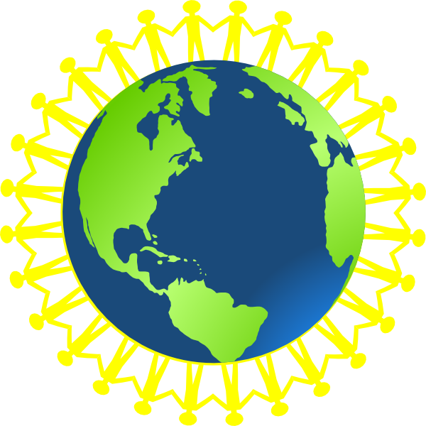 600x600 Children Holding Hands Around Globe Clip Art