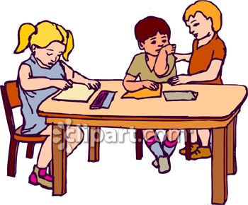 350x290 School Children Writing Clipart