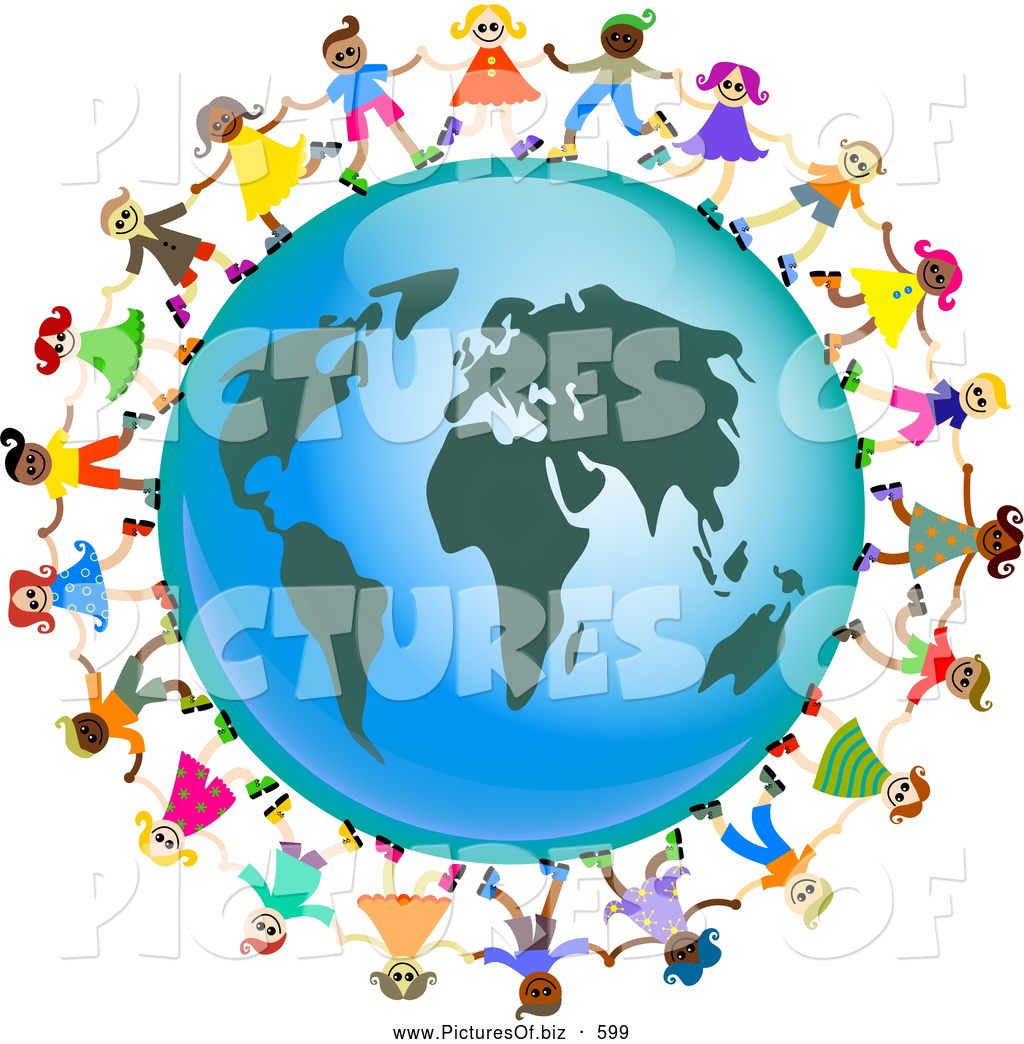 1024x1044 Clipart Of A Ring Of Global Kids Dancing Around An Africa Globe By
