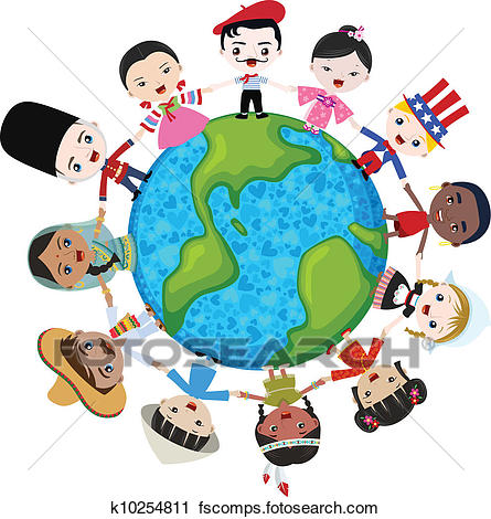 445x470 Clipart Of Earth Multicultural Children K10254811