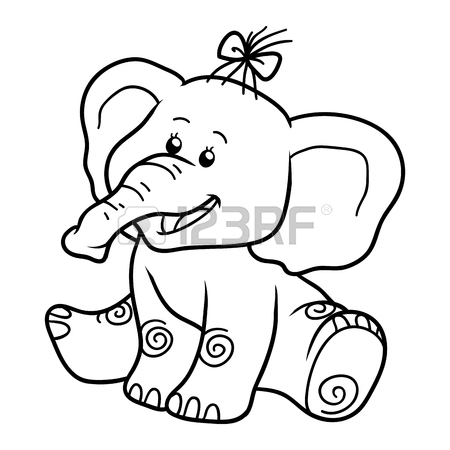 450x450 Coloring Book For Children, Education Game Elephants Royalty Free
