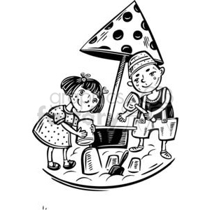 300x300 Royalty Free Kids Playing On The Beach 381550 Vector Clip Art