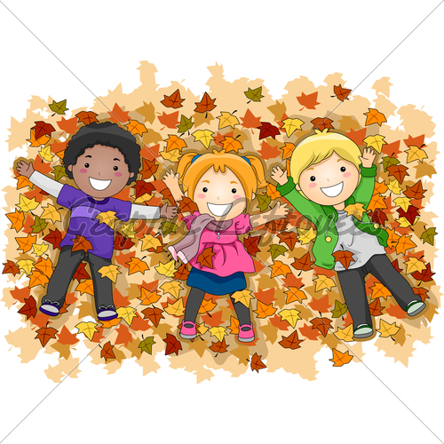 500x500 Children Playing In Leaves Clipart