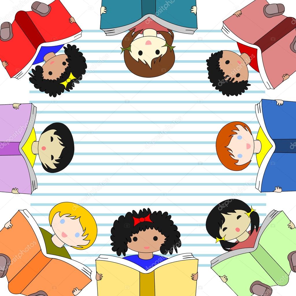 1024x1024 Children Of Different Races Reading Books And Sit In A Circle