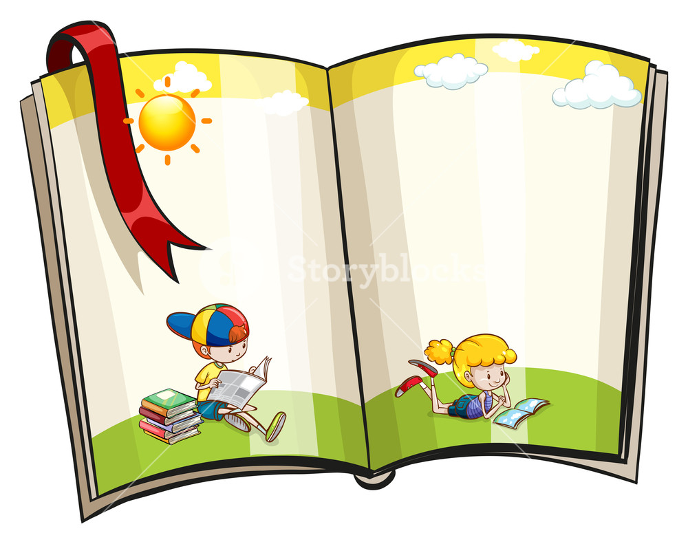 1000x791 Children Reading Books On The Log Sign Royalty Free Stock Image