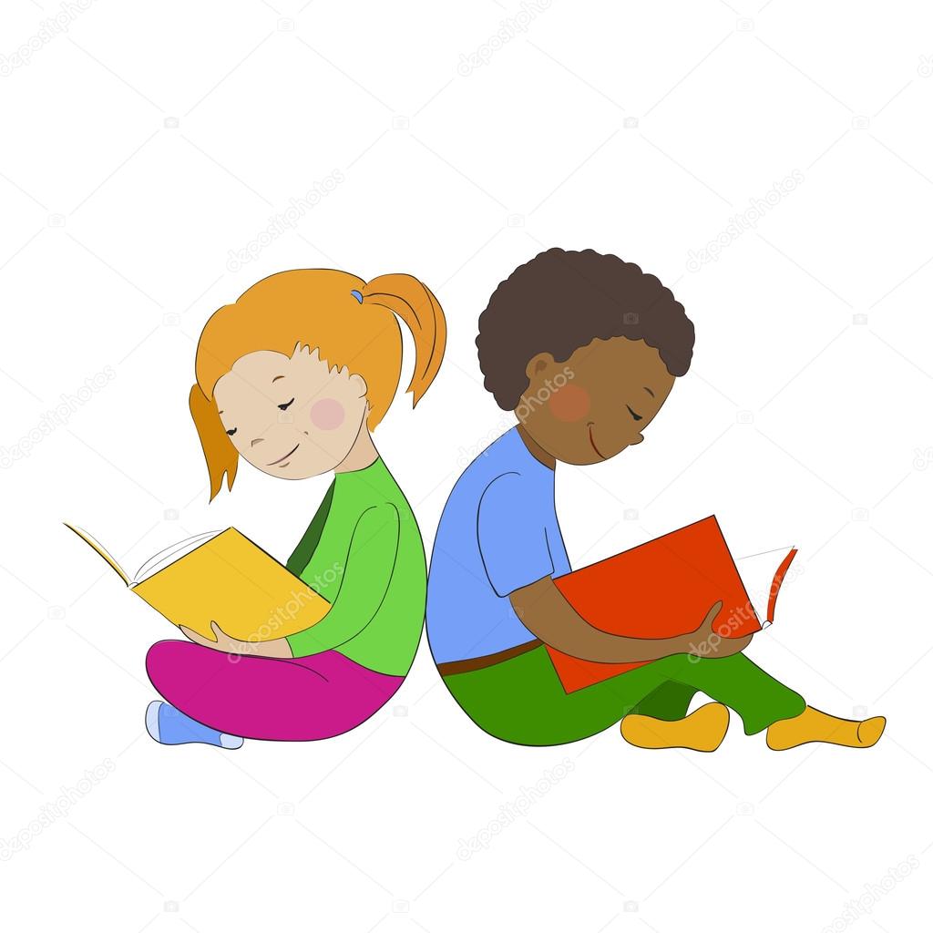 1024x1024 Children Reading Books. Boy And Girl Learning. Stock Vector O