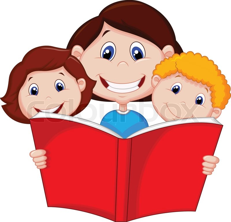 800x769 Vector Illustration Of Cartoon Mother Reading Book To Her Children