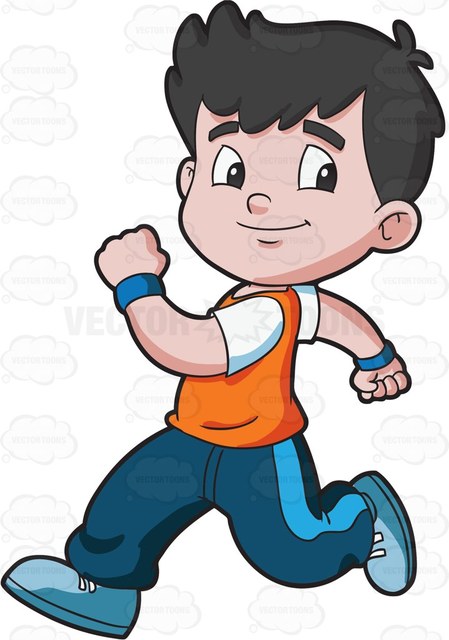 449x640 A Boy Running Confidently Cartoon Clipart