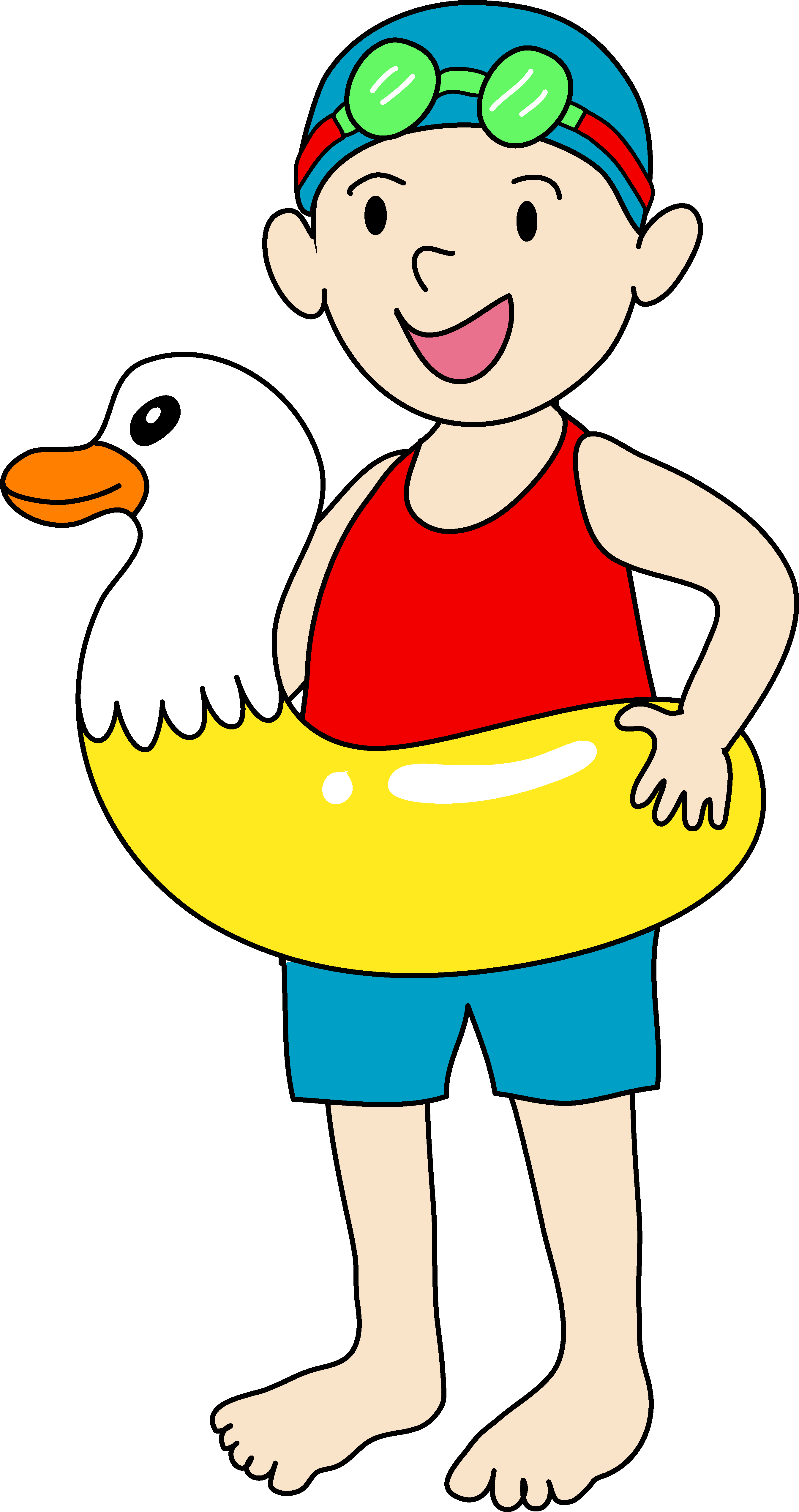 2690x5089 Children Swimming In Pool Clipart