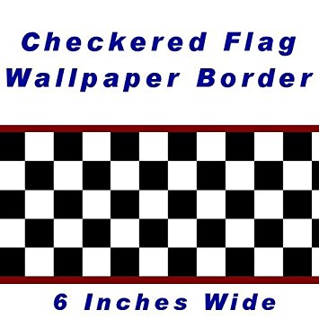 355x355 Checkered Flag Cars Nascar Wallpaper Border 6 Inch (Red Edge