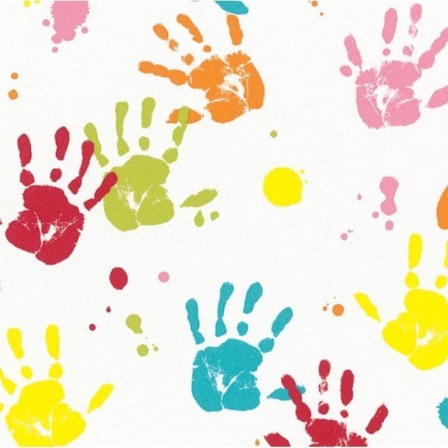 640x640 Kids Club Hand Print Wallpaper By Rasch 232103 Ebay