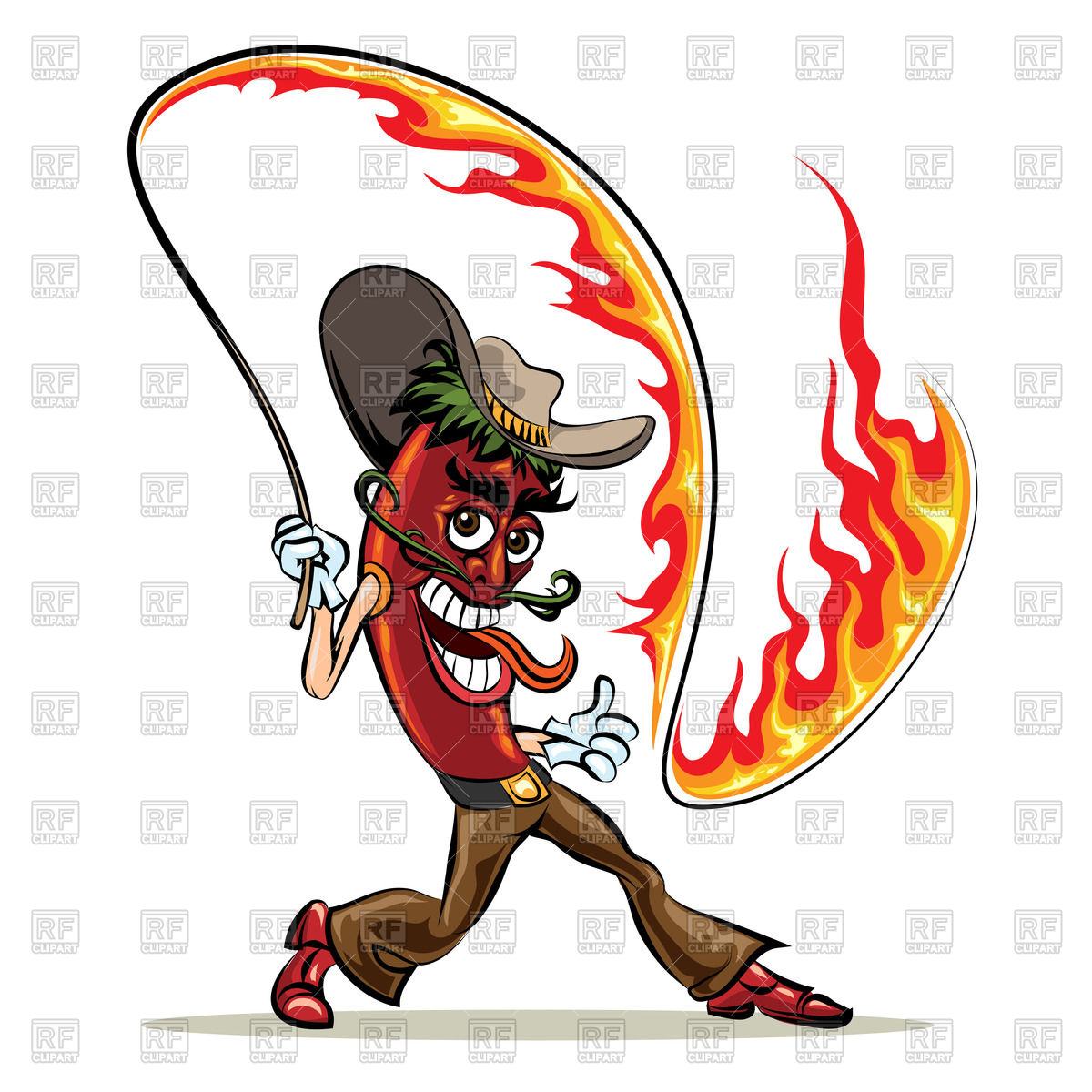 1200x1200 Cartoon Red Hot Chili Pepper In Cowboy Clothes With A Lash Of Fire
