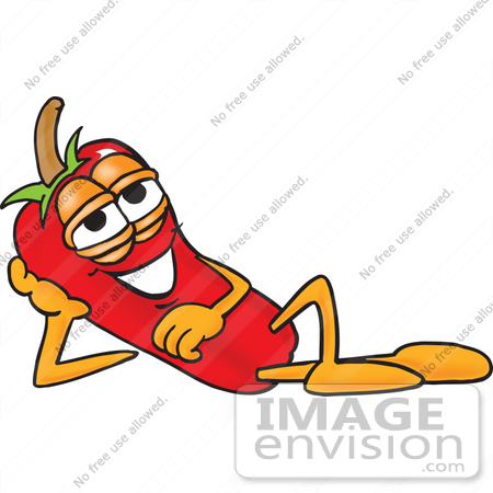 450x450 Clip Art Graphic Of A Red Chilli Pepper Cartoon Character Resting