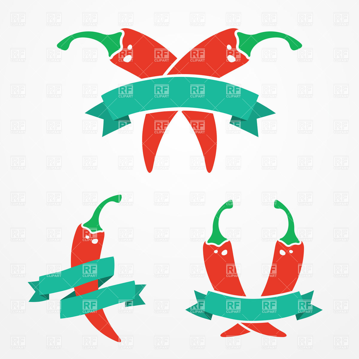 1200x1200 Emblems With Red Chili Peppers And Ribbons Royalty Free Vector