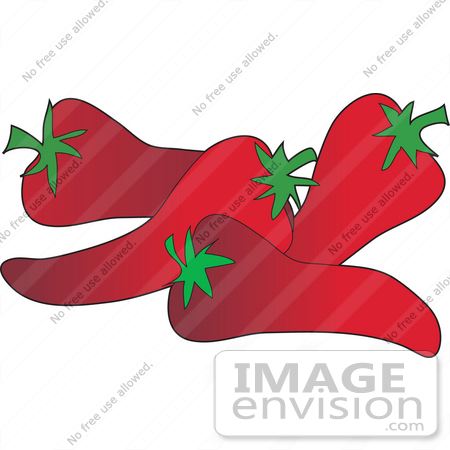 450x450 Clipart Of Four Spicy, Hot, Red Chili Peppers