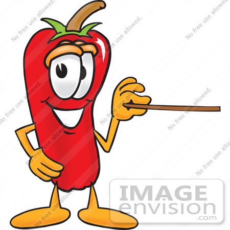 450x450 Clip Art Graphic Of A Red Chilli Pepper Cartoon Character Holding