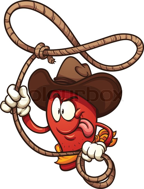 608x800 Cowboy Chili Pepper Lasso. Vector Clip Art Illustration