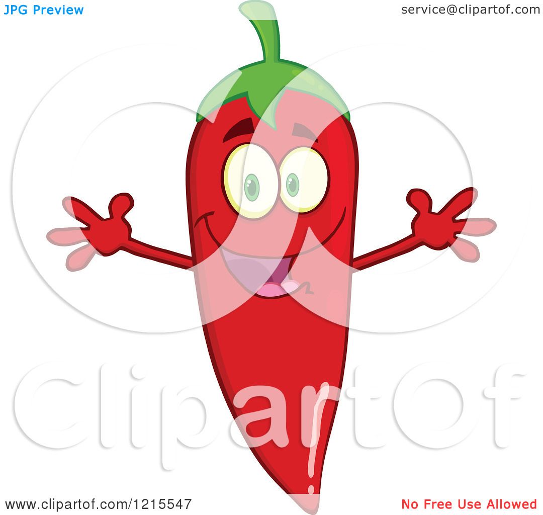1080x1024 Clipart Of A Happy Red Hot Chili Pepper Character