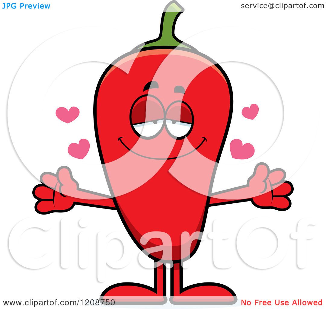1080x1024 Cartoon Of A Loving Red Chili Pepper Mascot