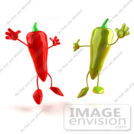 450x450 Royalty Free (Rf) Illustration Of 3d Red And Green Chili Pepper
