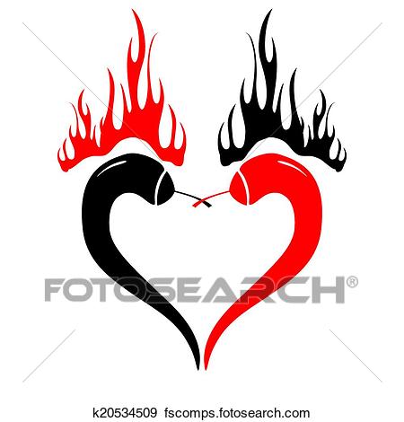 450x470 Clip Art Of Two Chili Peppers Forming A Shape Of Heart. Hot Lover