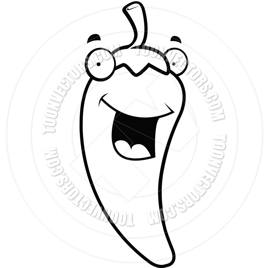 940x940 Chili Pepper Smiling (Black And White Line Art) By Cory Thoman