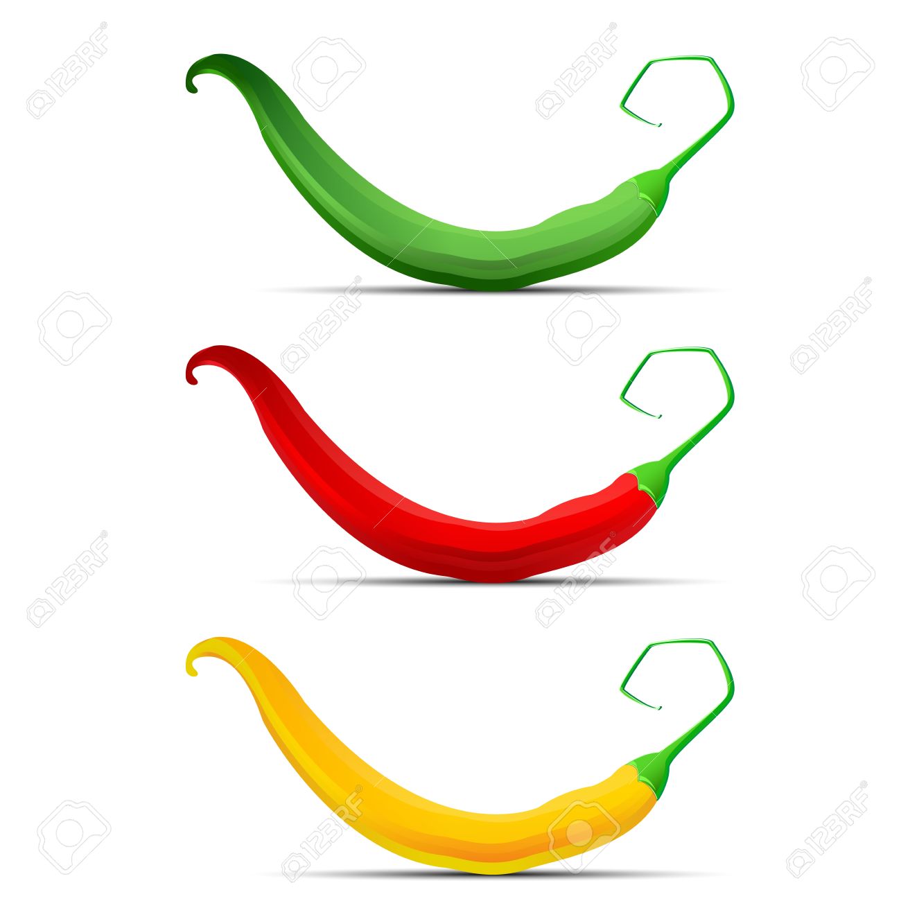 1300x1300 Hot Chilli Pepper Set Red Yellow And Green Royalty Free Cliparts