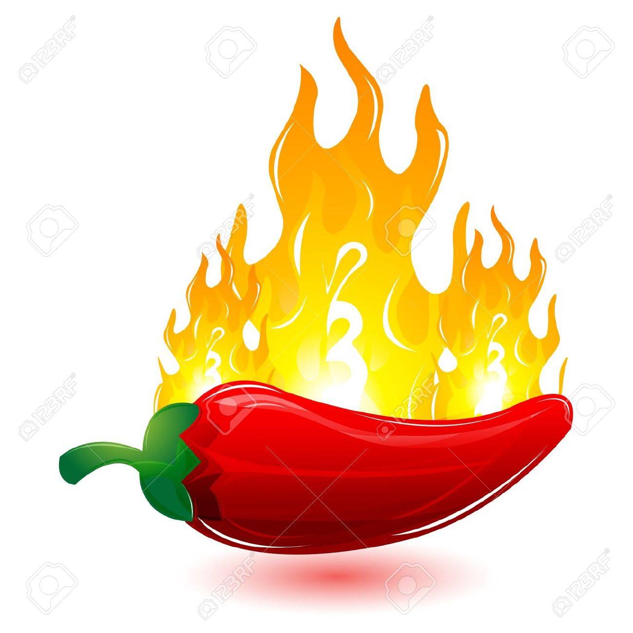1300x1300 Illustration Of Red Chilli With Fire On White Background Royalty