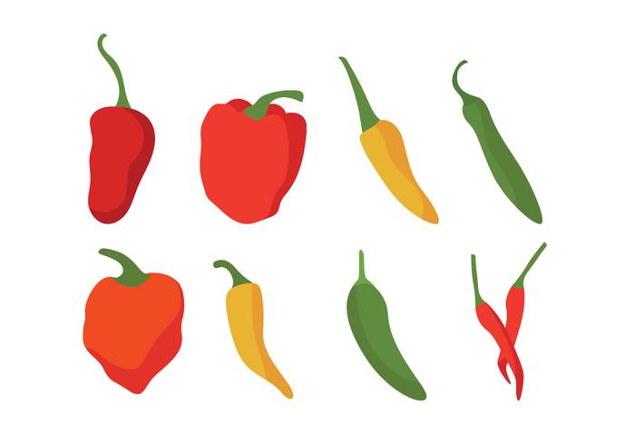 700x490 Different Chili Peppers Vector Set