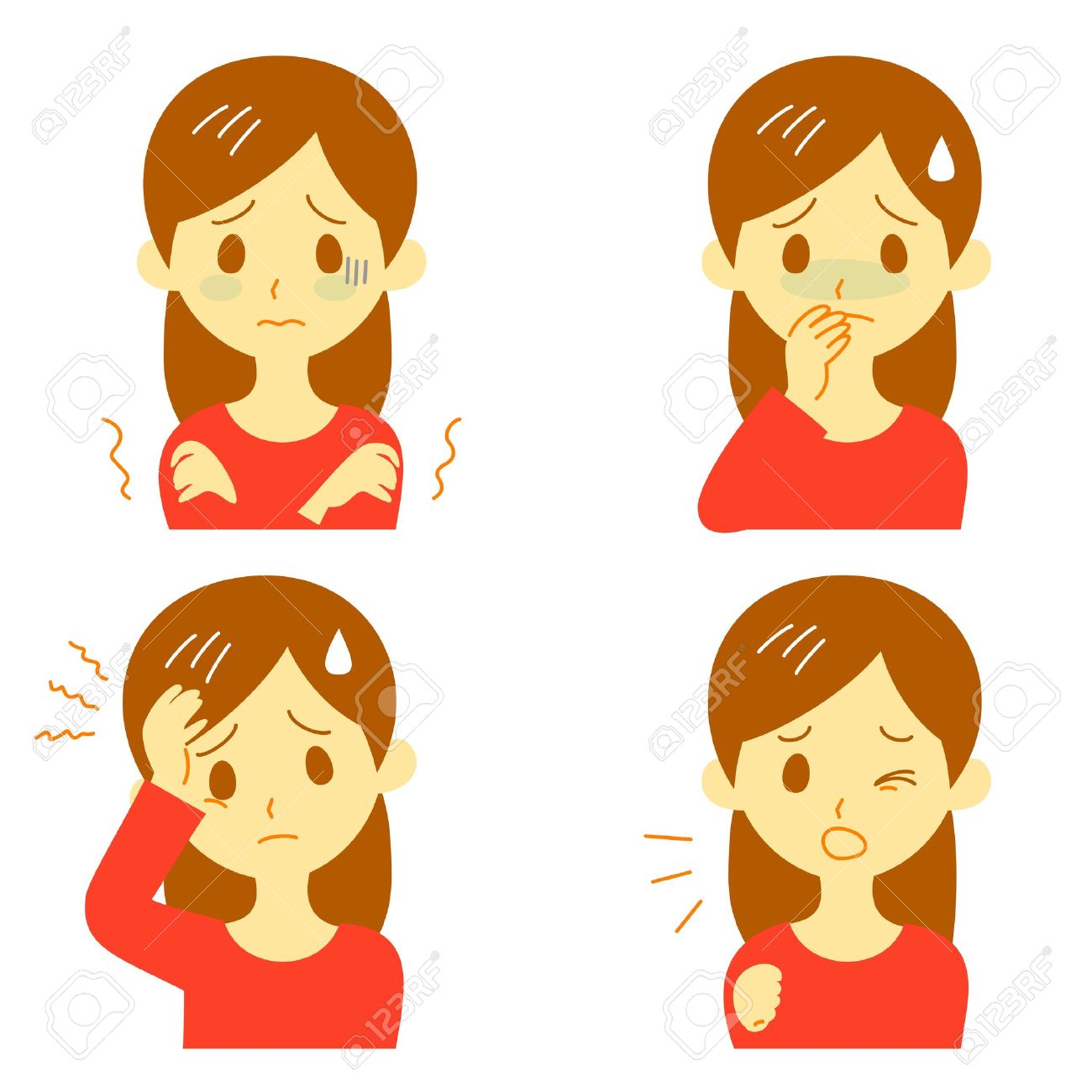 1300x1300 Disease Symptoms 01, Fever And Chills, Headache, Nausea, Cough