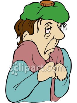 263x350 Ill Man With The Chills Wearing An Ice Pack Clip Art