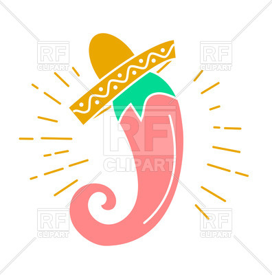 396x400 Icon Of Chili Pepper In Sombrero Royalty Free Vector Clip Art