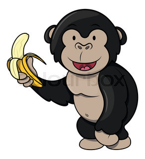 292x320 Cartoon Gorilla. Vector Clip Art Illustration With Simple
