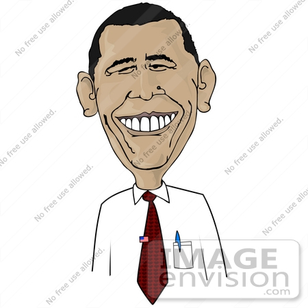 450x450 Clipart Illustration Of A Caricature Of Barack Obama Smiling,