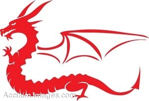 300x205 Clip Art Of The Red Silhouette Of A Dragon
