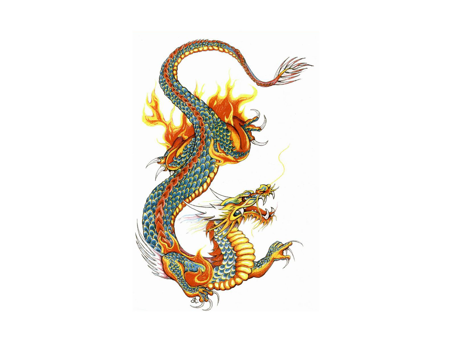 1600x1200 Japanese Dragon Clipart