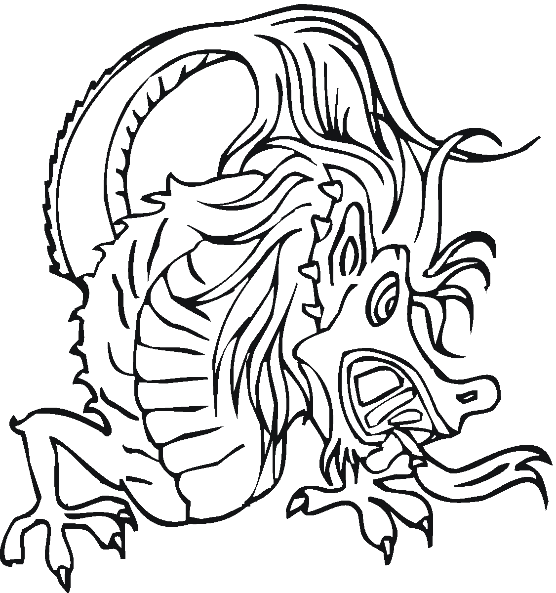 1126x1200 Dragon Coloring Pages Cartoon Eastern Chinese For Kids Free Faces