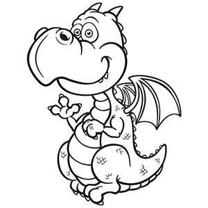 300x300 Cute Dragon Black And White Clipart