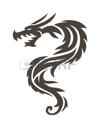 353x450 Dragon Tattoo White Background Vector Illustration. Vector Chinese