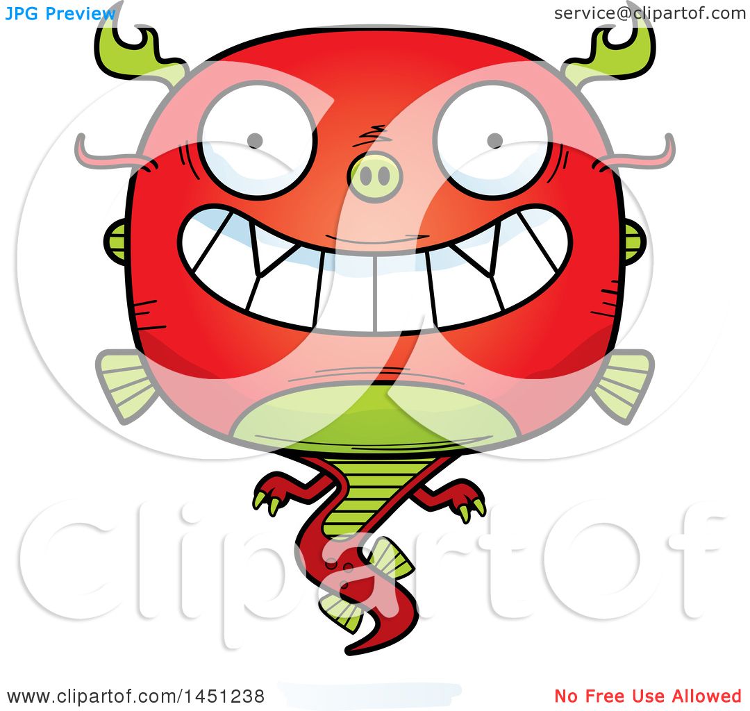 1080x1024 Clipart Graphic Of A Cartoon Grinning Chinese Dragon Character